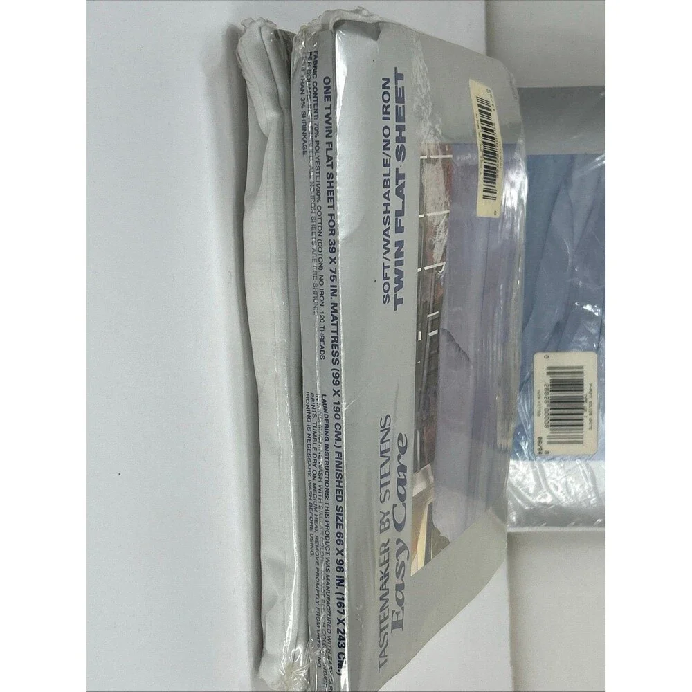 Tastemaker by Stevens Twin Flat Fitted Sheet Set white NOS
